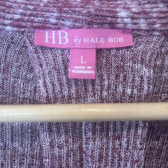 Hale Bob Cardigan Sweater Women's Large Open Long Line Duster Pockets Red Cream - Picture 4 of 6